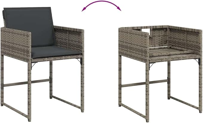 9-Piece Modern Garden Dining Set Gray PE Rattan Patio Furniture Set Foldable for Outdoor Meals and Gatherings