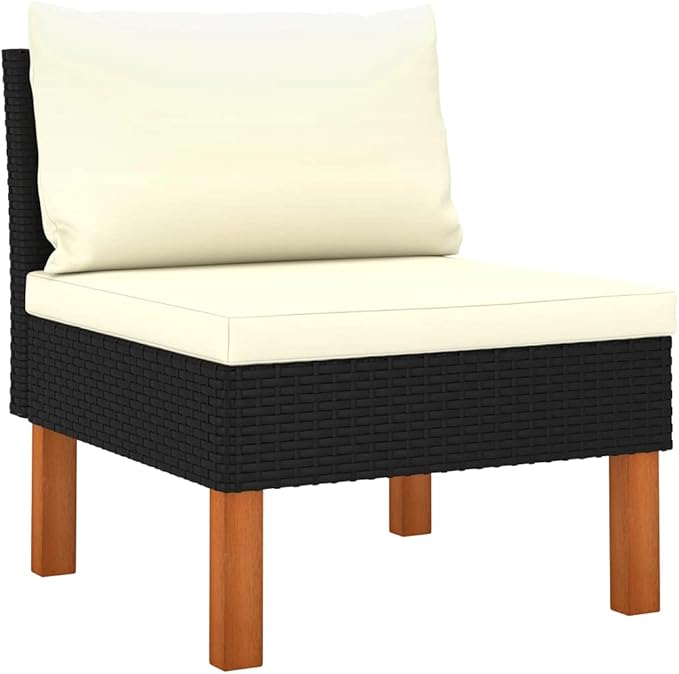 Patio Lounge Set,Patio Furniture Sets,Patio Conversation Sets,Outdoor Furniture Sets,for Garden,Backyard,Outdoor,7 Piece Poly Rattan and Eucalyptus Wood Black