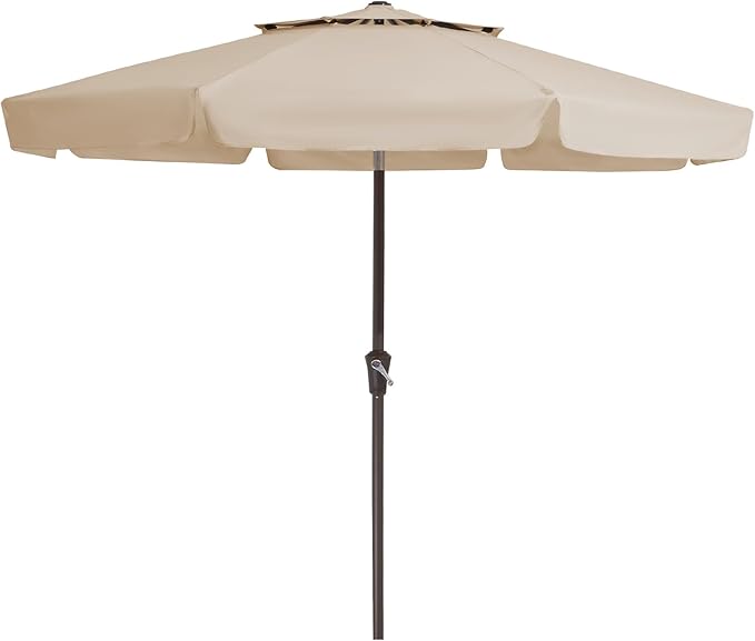 JEAREY 9' 2-Tiers Patio Umbrellas Outdoor Market Table Umbrella w/Push Button Tilt/Crank, 8 Sturdy Ribs, UV Protection Waterproof Sunproof(Beige)