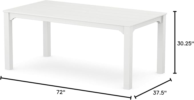 Martha Stewart by POLYWOOD® Chinoiserie Parsons 38" x 72" Dining Table in White