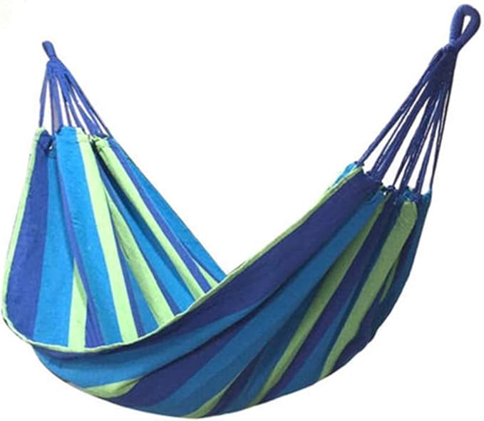Milisten Double Thickened Canvas Swing Hammock for Outdoor Relaxation Blue Lightweight Design with Carry Bag for Camping Backpacking and Travel