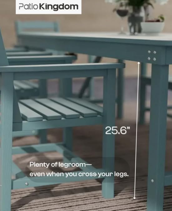 Outdoor Dining Chairs, Set of 2,Light Blue | HDPE material, comfortable armrests, weather-resistant furniture, ideal for table match, backyard, deck, garden