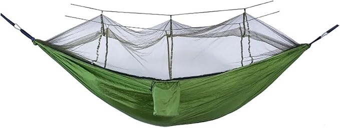 Hammock. Outdoor Camping Parachute Cloth Portable Anti Rollover and Anti Mosquito Hammock .Hammocks for Outside(Light Army Green)