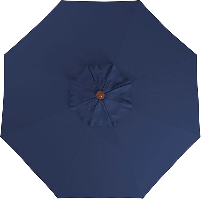 California Umbrella 9' Premium Commercial Hardwood Patio Umbrella, Manual Lift With Pacifica Navy Fabric