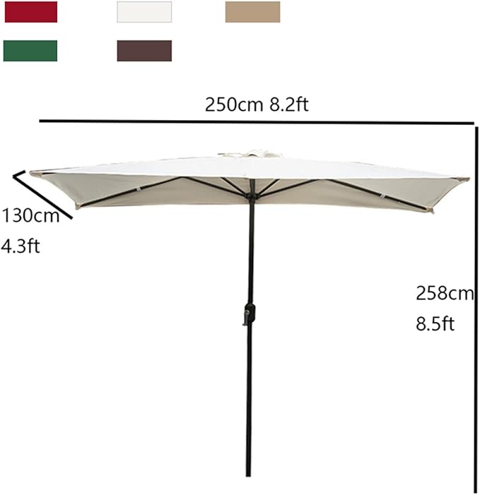 250cm against the wall Umbrella Half Rectangular Outdoor Patio Umbrella with Easy Crank Adjustable Height Without Base for gardens, balconies,patios,apartment terraces,cafes