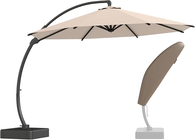 Kingdura Cantilever Patio Umbrella with Double Top Vent, Large Square Aluminum Outdoor Offset Umbrella with 360-degree Rotation, Infinite Tilt, UV Protection for Pool Deck Garden Patio