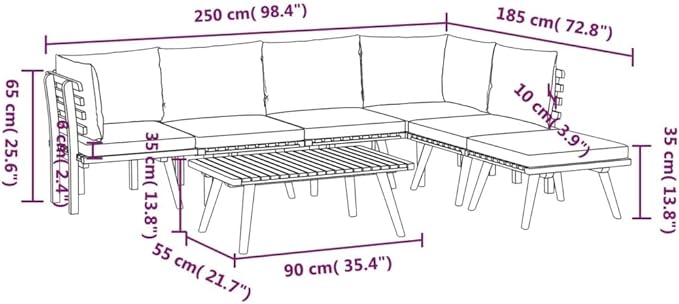 Patio Lounge Set with Cushions,Patio Furniture Sets,Patio Conversation Sets,Outdoor Furniture Sets,for Garden,Backyard,Outdoor,7 Piece Solid Acacia Wood