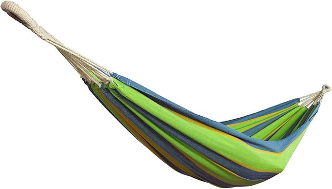 Bliss Hammocks BH-400-MD 40" Wide Hammock w/Hand-Woven Rope Loops & Hanging Hardware, Outdoor, Patio, Backyard Durable, Cotton and Polyester Blend, 220 Lbs Capacity, Mediterranean Stripe