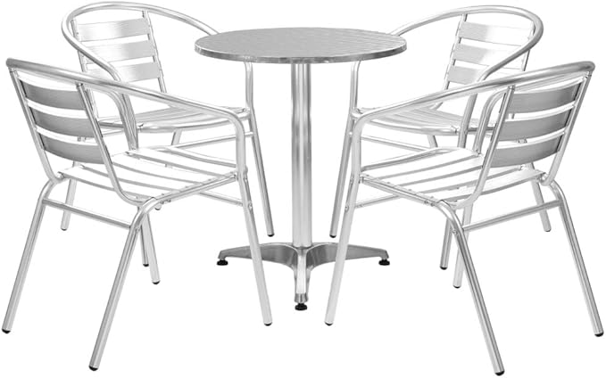 Patio Dining Set,Patio Lounge Set,Outdoor Furniture,Outdoor Furniture Sets,Patio Conversation Sets,for Garden,Deck,Backyard,5 Piece Aluminum Silver