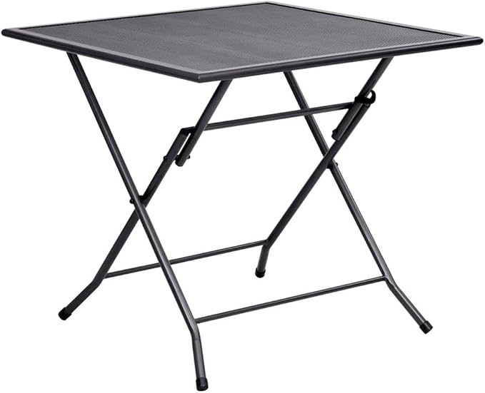 BOWERY HILL 5-Piece Steel Patio Dining Set, Square Table with 4 Chairs, Anthracite/Gray Finish, Powder-Coated, Foldable Design, Mesh Style, Adjustable Backrests, Indoor/Outdoor Use for Garden or