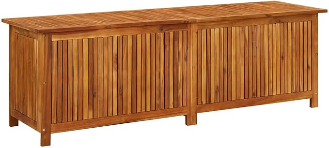 Solid Acacia Wood Patio Storage Box 68.9"x19.7"x22.8" Outdoor Deck Box with Waterproof Liner & Gas Lifts for Poolside Garden Furniture Storage