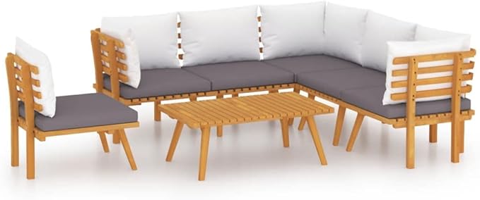 Patio Lounge Set with Cushions,Patio Furniture Sets,Patio Conversation Sets,Outdoor Furniture Sets,for Garden,Backyard,Outdoor,7 Piece Solid Acacia Wood