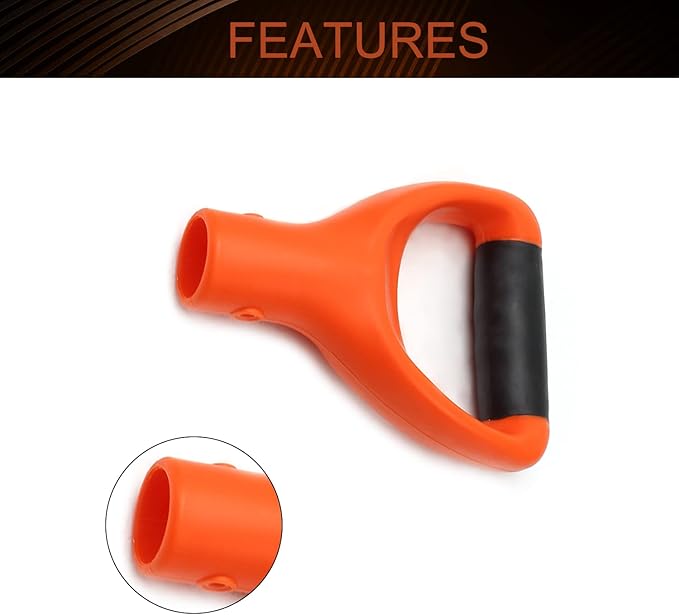 MroMax Shovel D Grip Handle, 1-1/4" Inner Diameter 32mm PVC Spade Snow Shovel Replacement Handle Garden Accessories for Digging Raking Tool Curved Orange