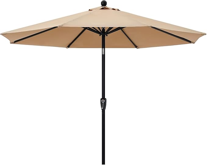 ABCCANOPY 9FT Outdoor Patio Umbrella, 8 Ribs Table Umbrella w/Crank for Easy Set Up, Suitable for Garden, Lawn, Deck & Backyard (Beige)