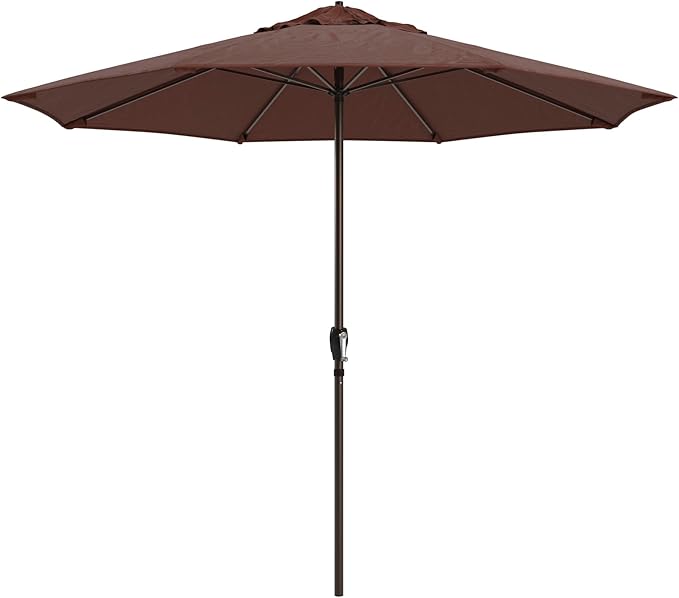 California Umbrella 8-Year Protection 9 Ft Outdoor Patio Umbrella, Solstice Fade-Resistant Fabric, Auto-Tilt, Heavy Duty Aluminum Frame, 8 Reinforced Ribs for Pool or Deck, Bronze Pole, Terracotta