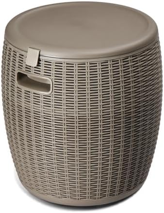9.5 Gallon Cooler Side Table, Portable Ice Chest with Built-in Handle, Multifunctional Ice Cooler Outdoor Cocktail Side Table w/Lid & Drain for Camping, Picnic, Beach, Pool, Party