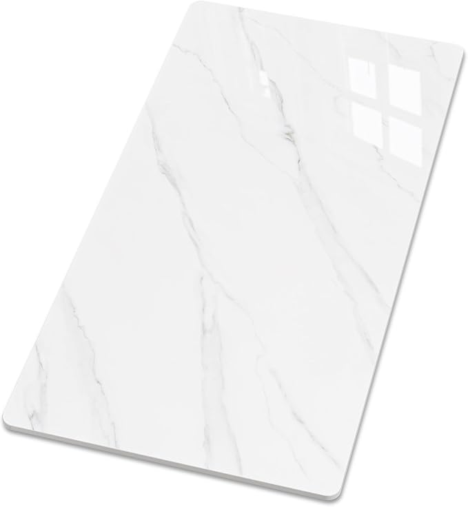 Rectangle Table Top,63” x 31.5” White Sintered Stone Tabletop, DIY Replacement & Cover Marble Desktop, Scratch & Wear Resistant, Easy to Clean, Suitable for Indoor & Outdoor