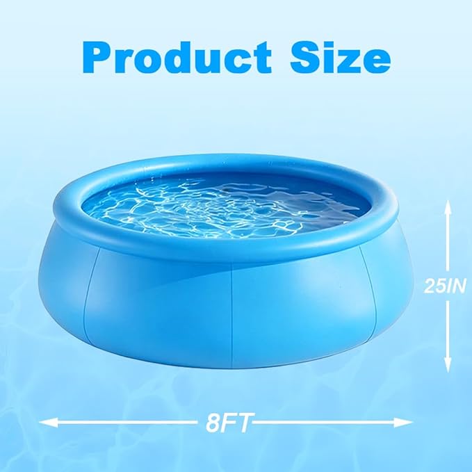 8FT x 25IN Round Inflatable Swimming Pool, Blow Up Above Ground Pool for Adults Indoor & Outdoor Summer Water Party Backyard Garden Lawn