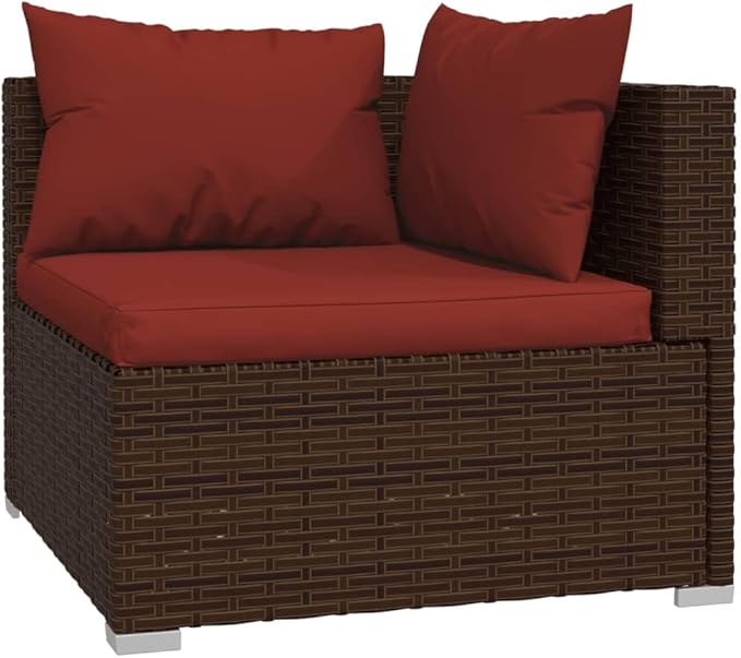 9 Piece Patio Lounge Set with Cushion, Furniture Conversation Sets Outdoor Patio Sectional Piece Patio Set Patio Lounge Set s Poly Rattan Brown