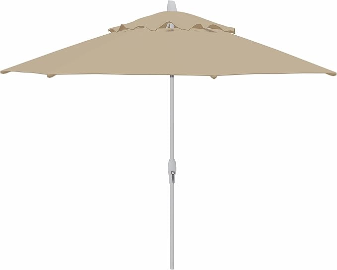 Treasure Garden 11ft Patio Umbrella – Outdoor Market Umbrella – Deluxe Auto-Tilt – White Aluminum Frame (O’bravia, Khaki)