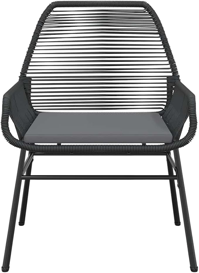3 pcs Set Patio Dining Set & Bistro Set Black PE Rattan Garden Dining Set Outdoor Dining Set for Lawn Backyard Front Porch 31.5 x 31.5 x 29.1 in
