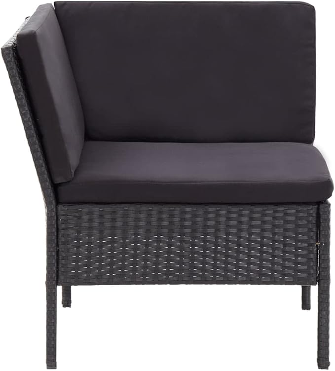 Patio Sofa Set with Cushions,Patio Lounge Set,Outdoor Furniture,Outdoor Furniture Sets,Patio Conversation Sets,for Garden,Deck,Backyard,6 Piece Poly Rattan Black