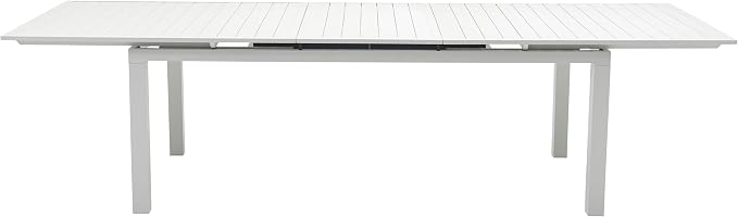 Meridian Furniture 343White-T Maldives Collection Modern | Contemporary Outdoor Patio Extendable Dining Table, White Aluminum Table, 95.5" - 119" W x 43.5" D x 30" H