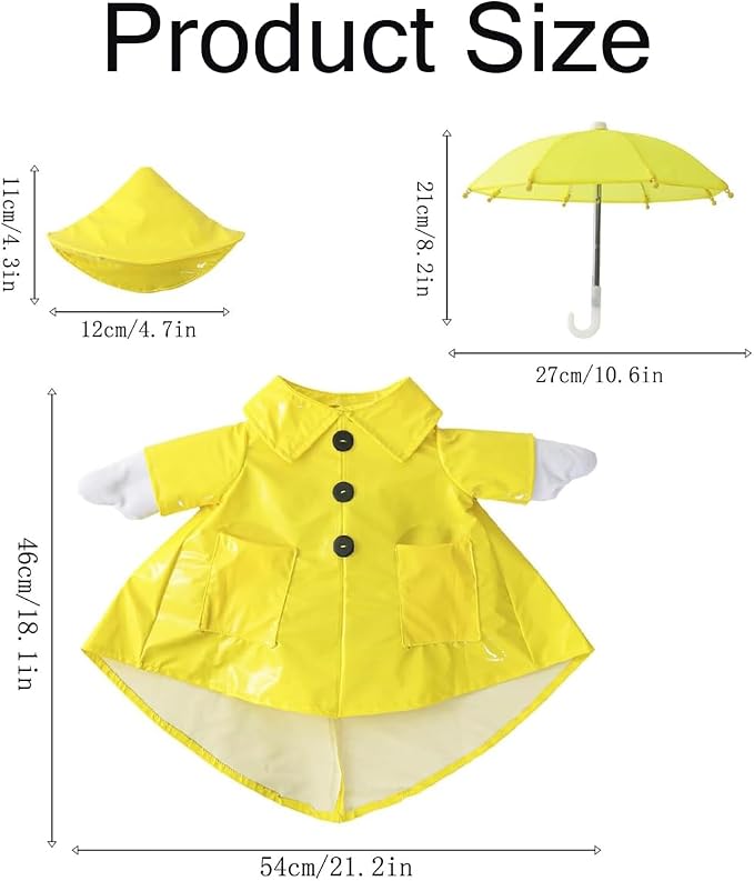STONESTAR Raincoat Porch Goose Outfits with Umbrella Hat, Goose Spring Outfit Lawn Goose Raincoat Clothes Costume Fits 23" Geese Statue, Summer Garden Lawn Patio Yard Outdoor Decor (Raincoat-Yellow)