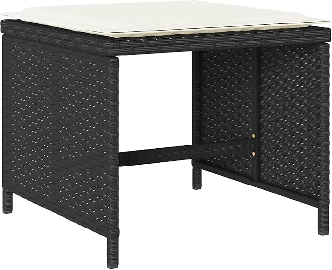 11-Piece Garden Dining Set for 10 People, Rectangular Patio Table and Chairs, Synthetic PE Rattan Outdoor Furniture, Weather-Resistant Backyard Tableware, Black