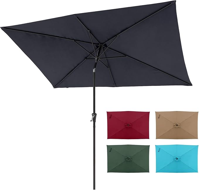 COBANA 6.6 x 9.8ft Rectangular Patio Umbrella, Outdoor Table Market Umbrella with Push Button Tilt/Crank,Patio Umbrella Rectangular for Backyard, Garden