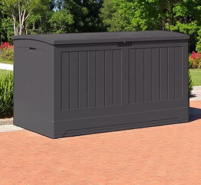 Outdoor Storage Deck Box, 200 Gallon Capacity, Weather-Resistant, Peppercorn Gray