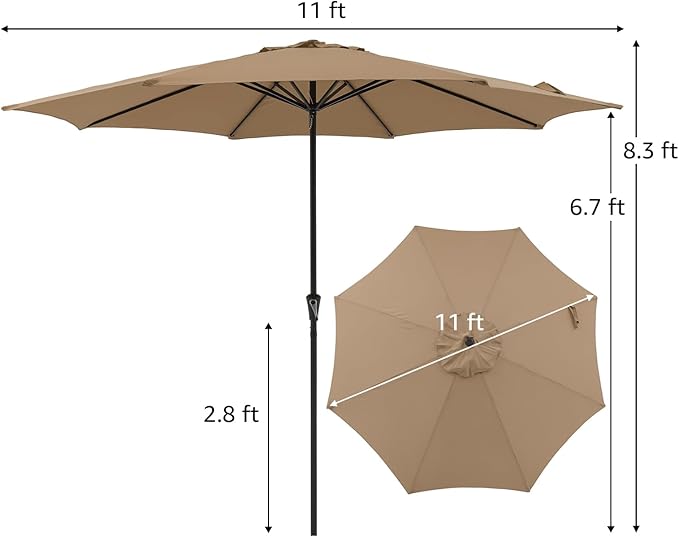 COBANA Patio Umbrella with Base Included, Outdoor Market Table Umbrella with Umbrella Stand Weights