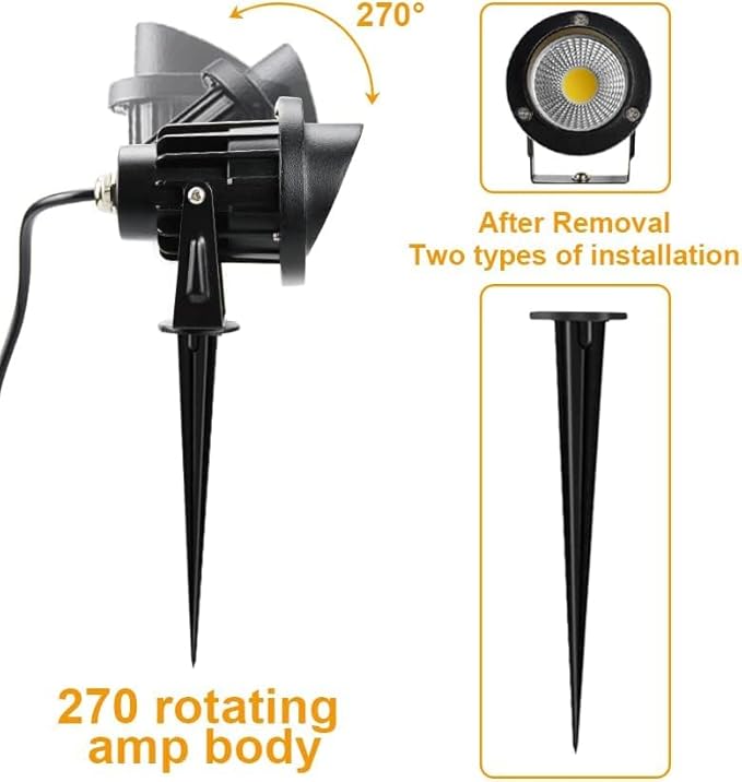 Romwish LED Landscape Spotlights 10W, 120V Plug in Outdoor Spot Lights, 1100LM 3000K Warm White Landscape Lighting, IP65 Waterproof Garden Lights for Yard Tree Pathway Flag - 4 Pack