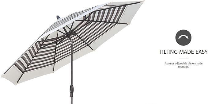 Treasure Garden Octagonal 9ft Patio Umbrella - Outdoor Furniture Market Umbrella – Auto Tilt – Black Aluminum Frame (O’bravia2, Forest Green)