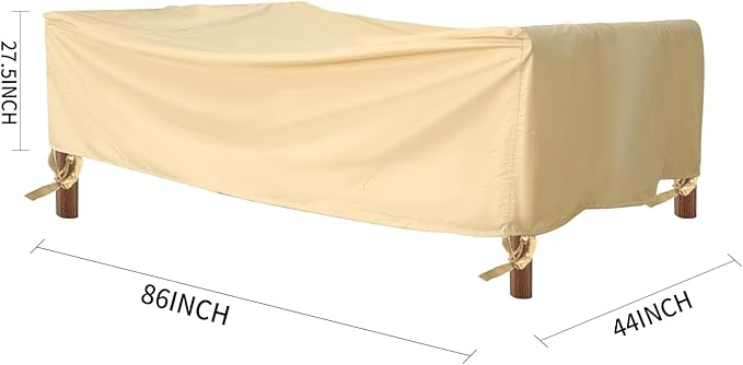 Patio Furniture Cover,Waterproof for Outdoor Dining Table and Chair Cover, Furniture Sofa Set Covers, patio table cover, 86"W x 44"D x 27.5"H Beige