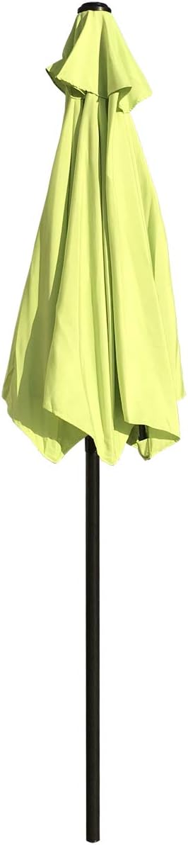 7.5 Feet Outdoor Umbrella with Crank Weather Resistant Umbrella Durable 6 Sturdy Steel Ribs Market Outdoor Table Umbrella Green