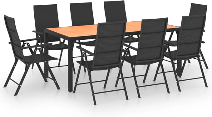 9 Piece Patio Dining Set, Front Porch Furniture Patio Conversation Set Sectional Sofa Outdoor Sofa Sets for Piazza Garden Exhibition Negotiation Area Black and Brown