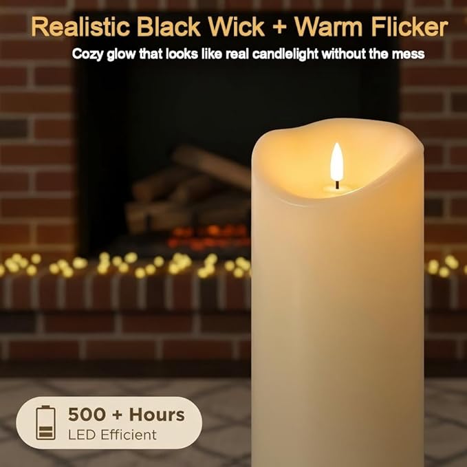 ANGELLOONG 12"X4" Flameless Candles with Remote, Set of 2 Waterproof Outdoor Battery Operated Pillar Candles with Timer, LED Candles Flickering for Lanterns, Porch, Patio Decor
