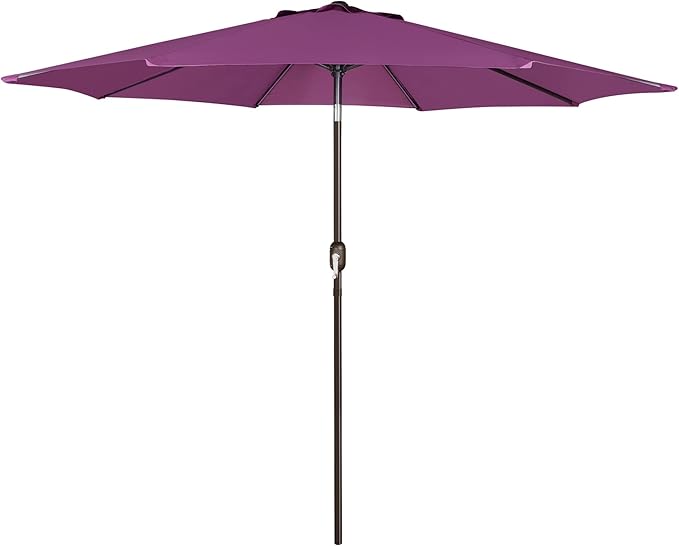 Blissun 9' Outdoor Patio Umbrella, Outdoor Table Umbrella, Yard Umbrella, Market Umbrella with 8 Sturdy Ribs, Push Button Tilt and Crank