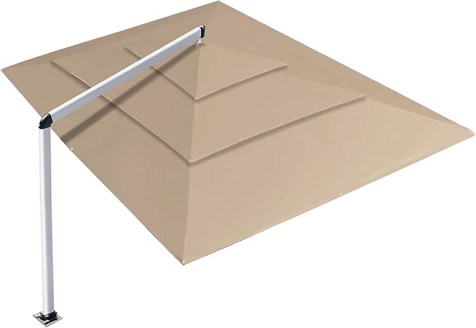 EliteShade USA Atlas 3-Tier 10x13FT Full Aluminum Cantilever Patio Umbrella for Outdoor Restaurant Garden Courtyard Deck Pool and Marketing with Light (No battery), Heather Beige