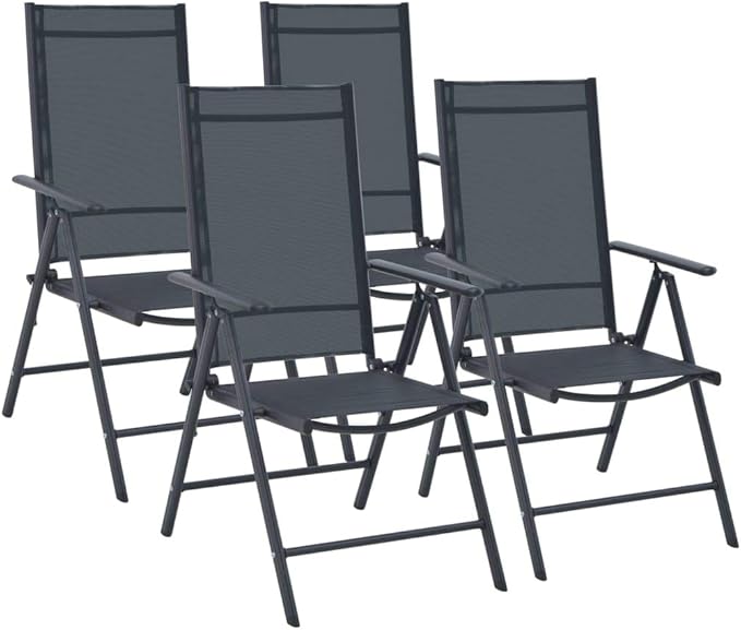 5 Piece Patio Dining Set, Patio Conversation Set Outdoor Lounge Sets Front Porch Furniture Outdoor Sofa Sets for Piazza Negotiation Area Exhibition Poolside Aluminum and Textilene Black