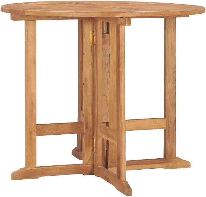 Solid Teak Wood Folding Dining Table for Outdoor Patio Garden Furniture with Space for 4 People and Easy Storage Design