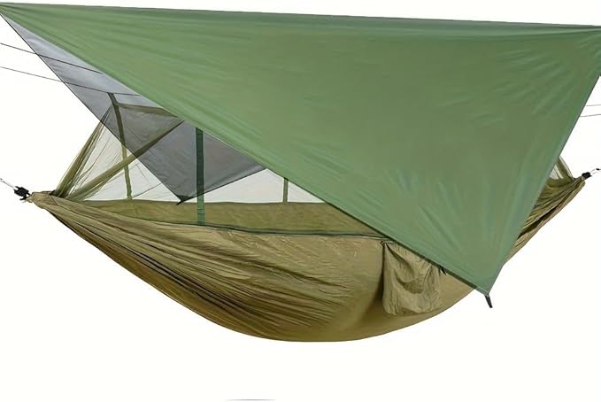 Mosquito net Hammock Canopy Set, Mosquito-Proof Hammock, Waterproof Sunshade Camping Hammock with Mosquito net (Green)