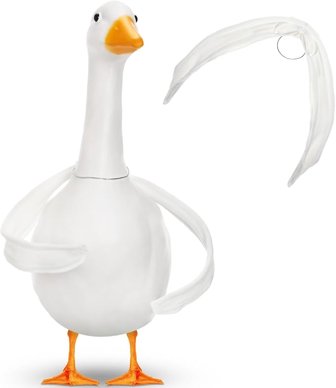 Abbylike 1 Pcs Poseable Goose Wings for 23”- 28" Porch Lawn Goose Outfit Accessories Poseable White Wings for Outdoor Patio Yard Lawn Art Decoration (Flat Edge)