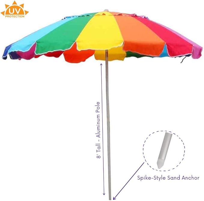 Beach Umbrella Rainbow Includes Carry Bag