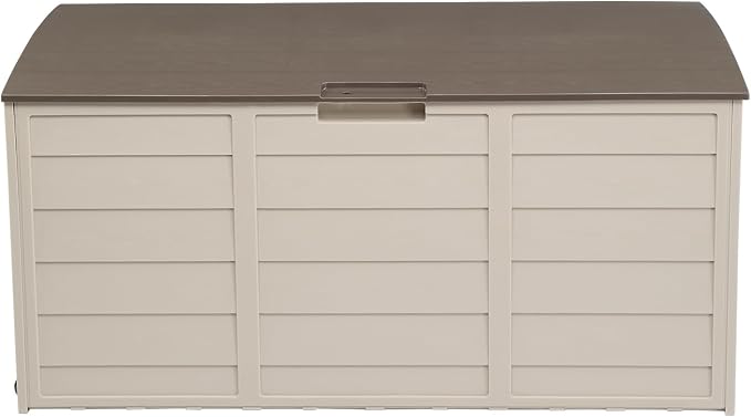 Waterproof Outdoor Storage Box, 75-Gallon Medium Deck Box - Lightweight Resin Indoor/Outdoor Storage Container and Seat for Patio Cushions and Gardening Tools - Store Items on Garage, Yard ,Brown