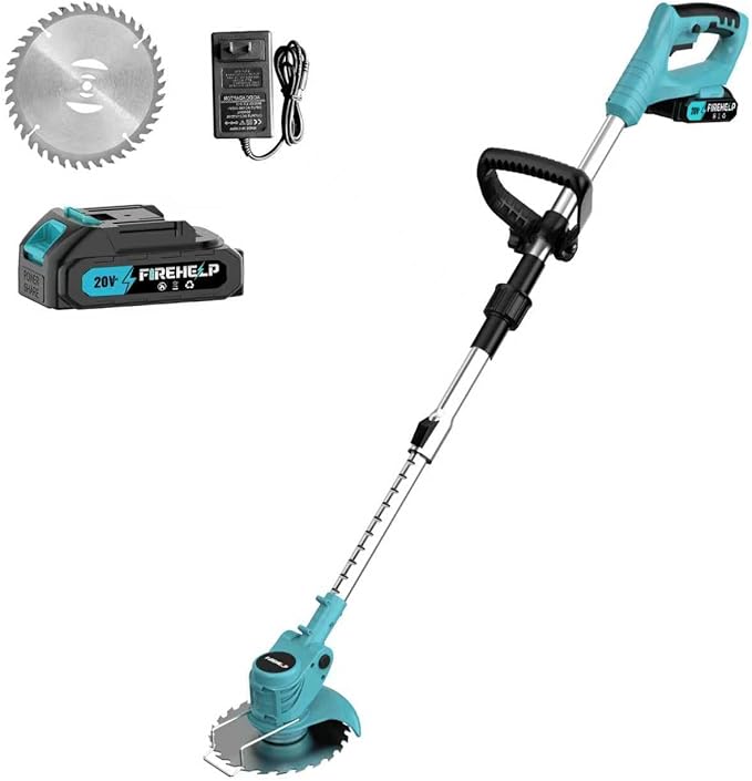 Portable Household Cordless Electric Lawn Mower, Garden Weeder & Cordless Trimmer. (Blue)