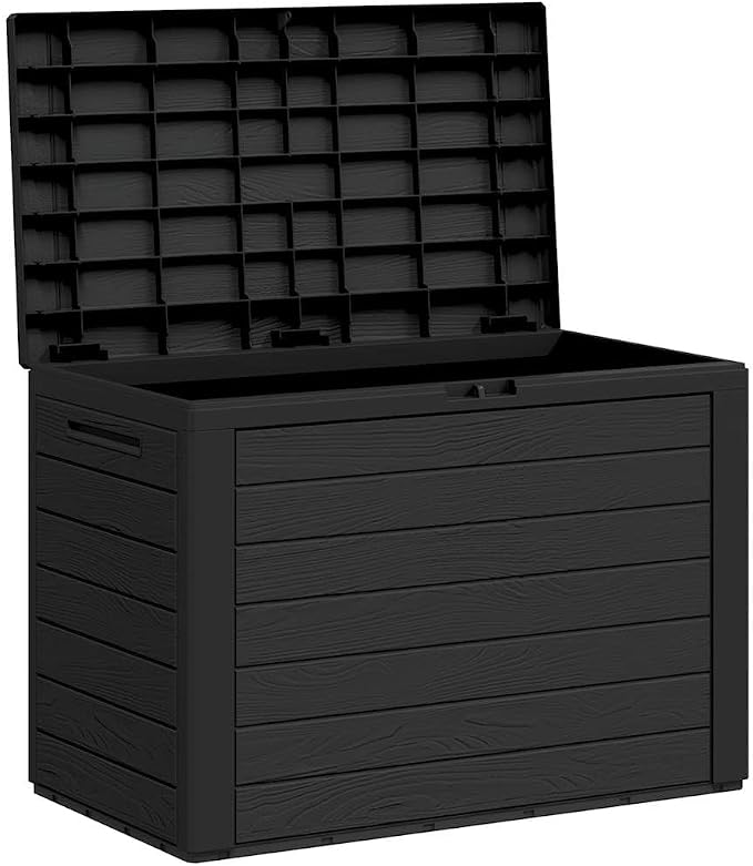 Patio Storage Box with Lock 38.7x17.3x21.7 Inches Outdoor Garden Furniture Anthracite Weatherproof PP Plastic for Cushions Blankets Tools Deck Backyard