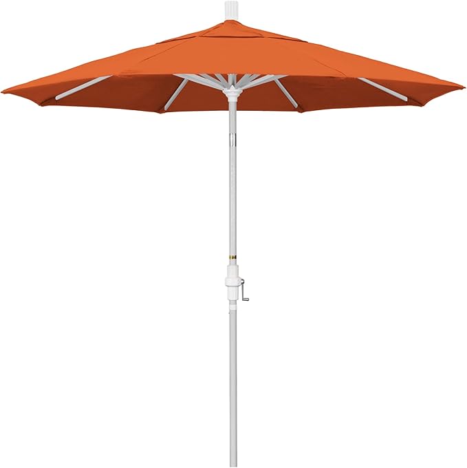 California Umbrella 7.5' Rd. Aluminum Patio Umbrella, Crank Lift, Collar Tilt, White