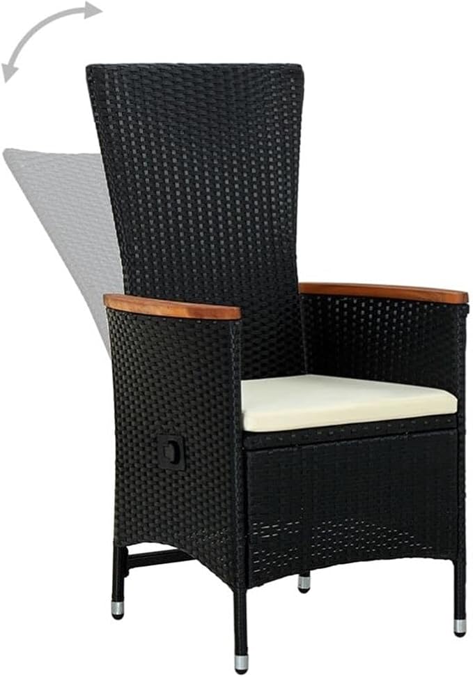 BOWERY HILL Contemporary Patio Dining Set, Weather-Resistant PE Rattan, Black Finish, Powder-Coated Steel Frames, Includes Square Table and 4 Chairs with Cushions, Outdoor Use for Garden or Terrace
